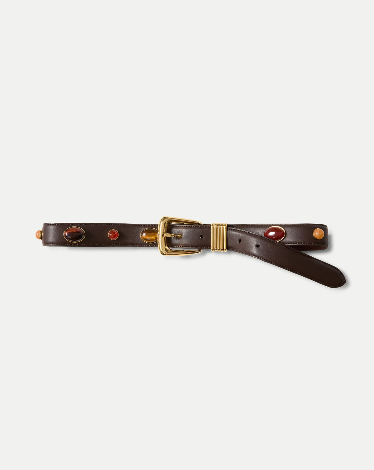 Arch Embellished Leather Belt in Brown - Veronica Beard Everyday