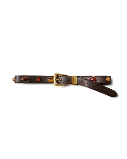 Arch Embellished Leather Belt in Brown - Veronica Beard Everyday