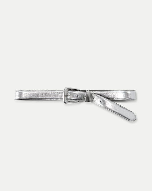 Arch Leather Belt in Silver - Veronica Beard Discount