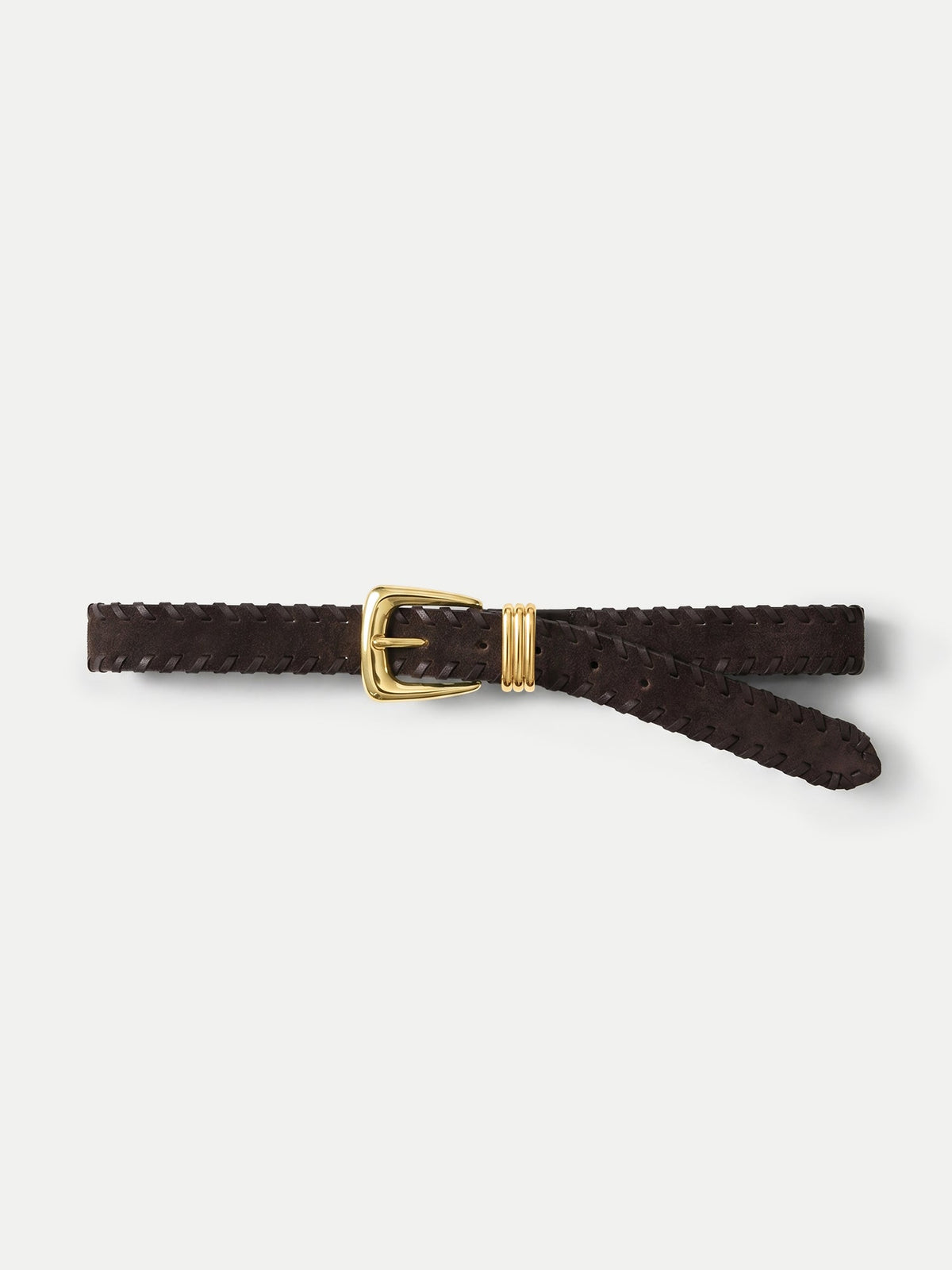 Arch Suede Whipstitch Belt in Brown Espresso - Veronica Beard Popular