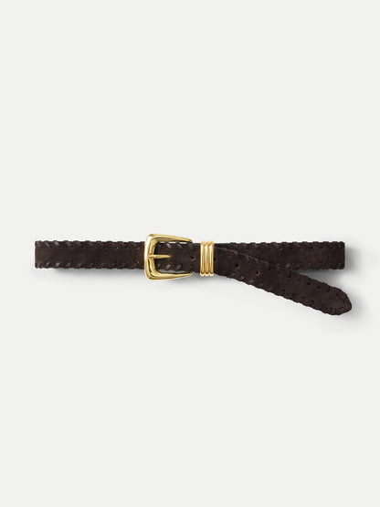 Arch Suede Whipstitch Belt in Brown Espresso - Veronica Beard Popular