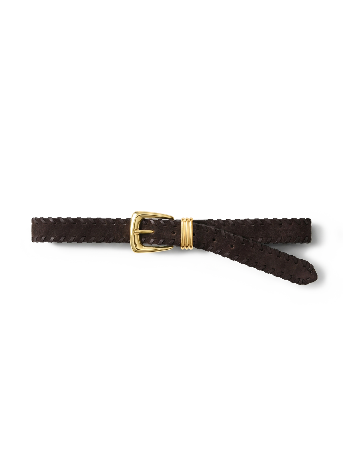 Arch Suede Whipstitch Belt in Brown Espresso - Veronica Beard Popular