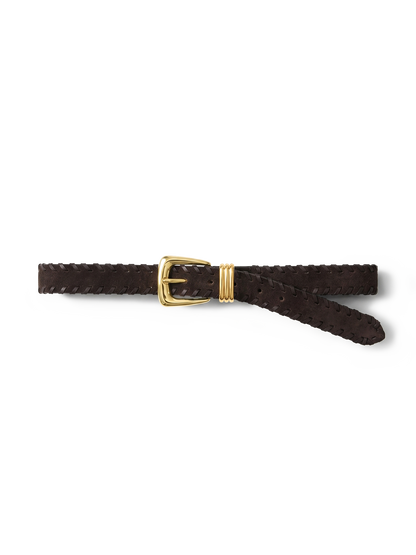Arch Suede Whipstitch Belt in Brown Espresso - Veronica Beard Popular