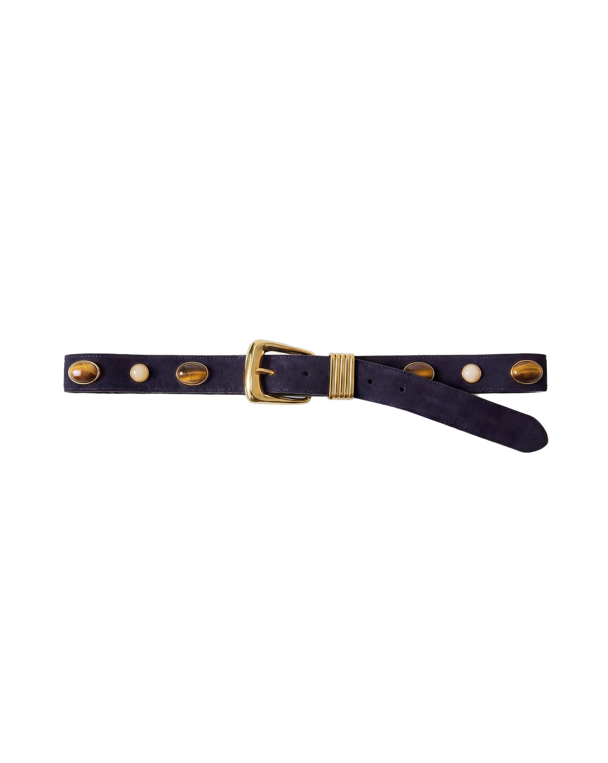Arch Embellished Suede Belt in Navy - Veronica Beard Discount