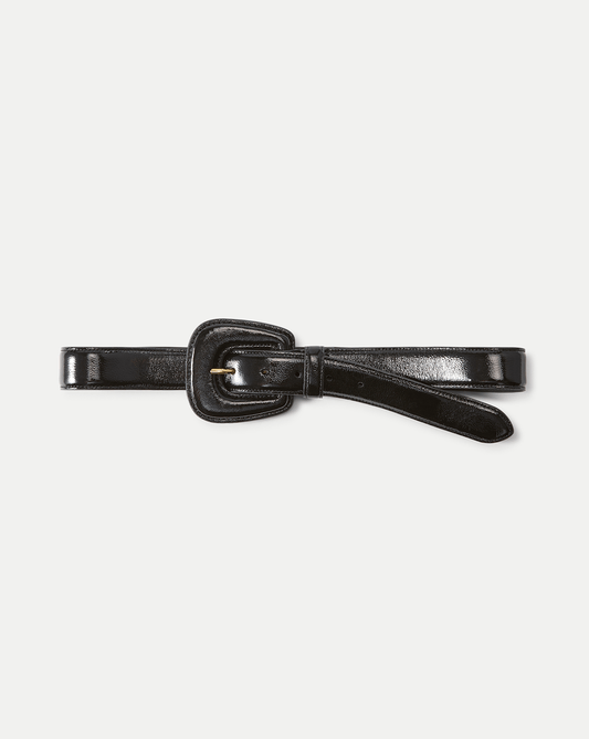 Elsy Leather-Buckle Belt in Black - Veronica Beard Latest