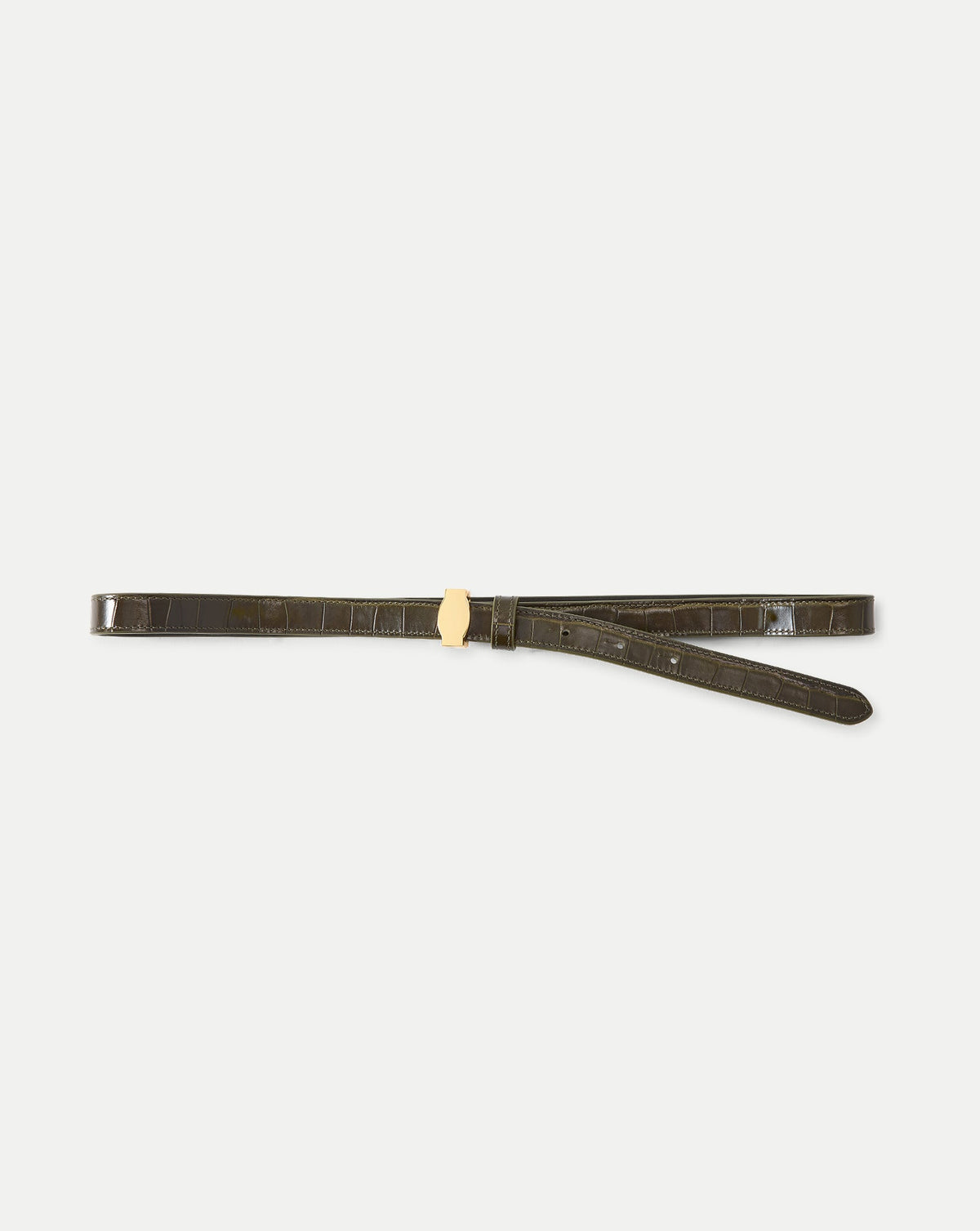 Dash Croc-Embossed Crocodile Belt in Green Cypress - Veronica Beard Customer Favorite