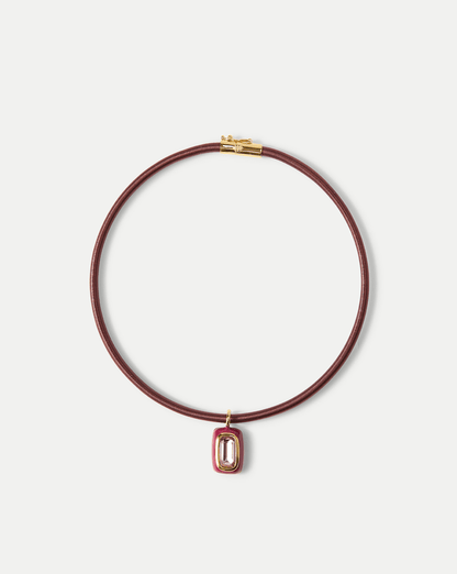 Burgundy Cord Pendant Necklace in Burgundy - Veronica Beard Exclusive