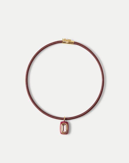 Burgundy Cord Pendant Necklace in Burgundy - Veronica Beard Exclusive