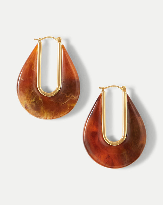 Resin Drop Hoop Earring in Tortoise - Veronica Beard Signature