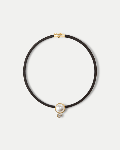 Pearl Pendant Cord Necklace in Pearl/Black - Veronica Beard Latest