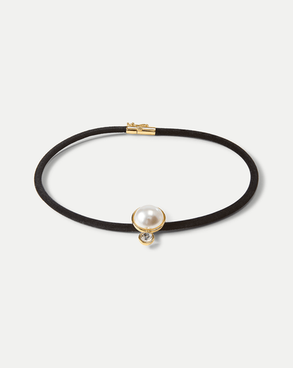 Pearl Pendant Cord Necklace in Pearl/Black - Veronica Beard Latest