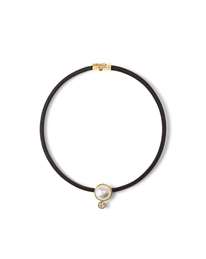 Pearl Pendant Cord Necklace in Pearl/Black - Veronica Beard Latest