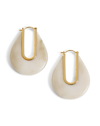 Resin Drop Hoop Earring in Ivory - Veronica Beard Latest