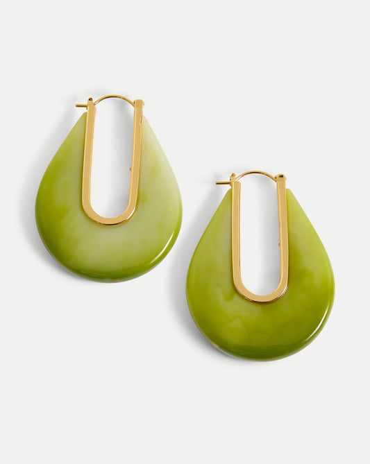 Resin Drop Hoop Earring in Light Pistachio - Veronica Beard Essential
