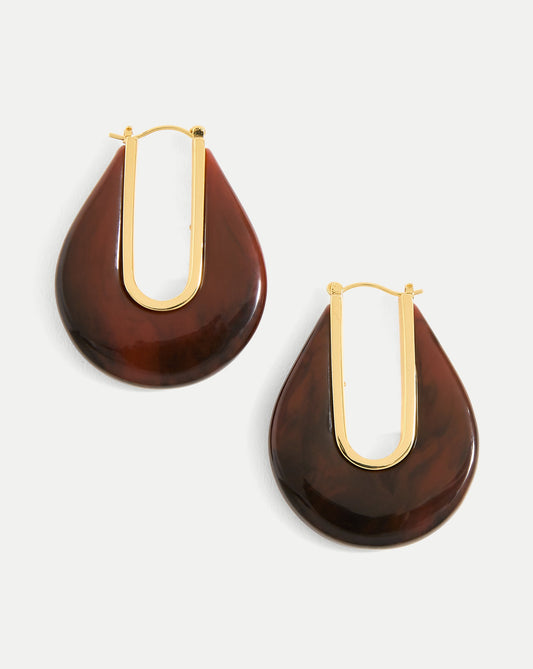 Resin Drop Hoop Earring in Chocolate - Veronica Beard Top Pick