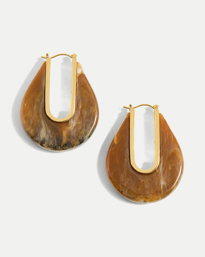 Resin Drop Hoop Earring in Caramel Multi - Veronica Beard Special Offer