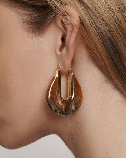Resin Drop Hoop Earring in Caramel Multi - Veronica Beard Special Offer