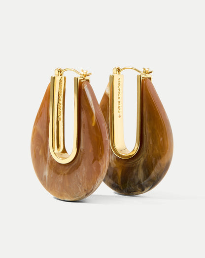 Resin Drop Hoop Earring in Caramel Multi - Veronica Beard Special Offer
