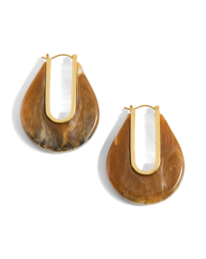 Resin Drop Hoop Earring in Caramel Multi - Veronica Beard Special Offer