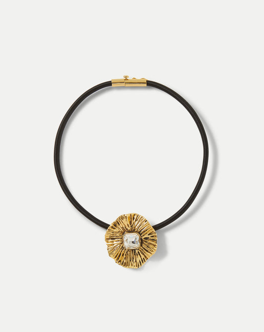 Floral Pendant Cord Necklace in Gold - Veronica Beard Latest