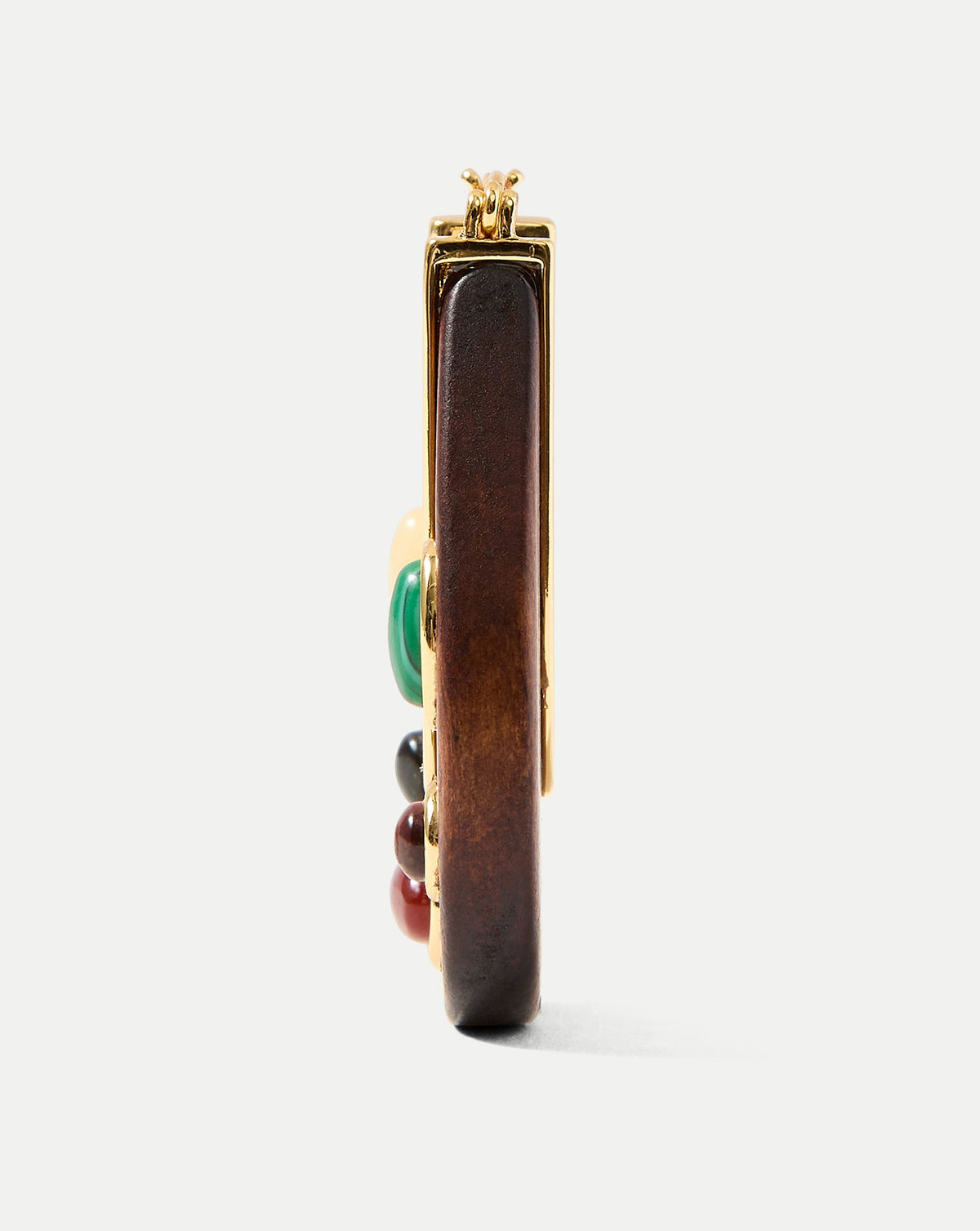 Wood Embellished Drop Hoop in Brown Multi - Veronica Beard Classic