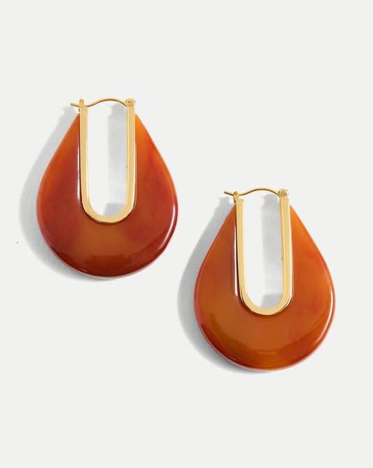 Resin Drop Hoop Earring in Rust - Veronica Beard Special Offer
