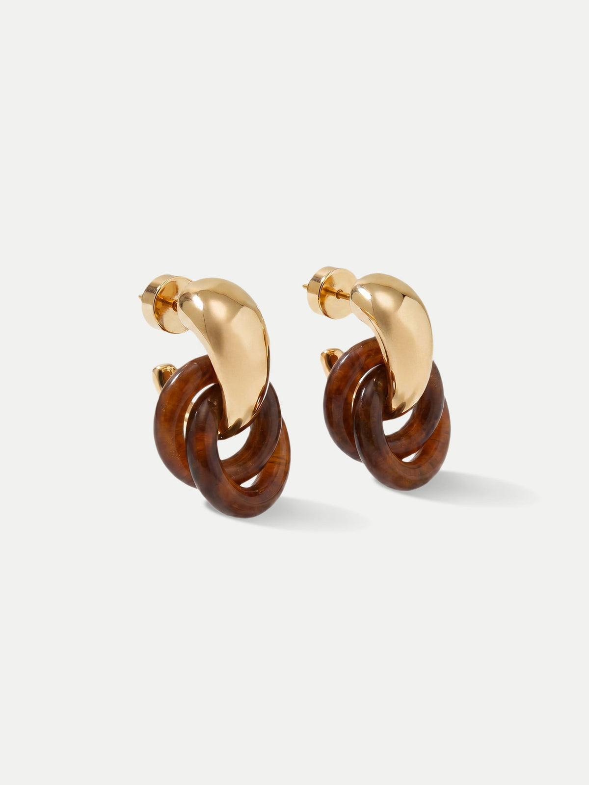 Resin Link Drop Hoop Earring in Brown - Veronica Beard Recommended