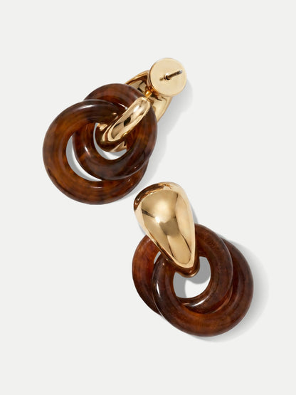 Resin Link Drop Hoop Earring in Brown - Veronica Beard Recommended