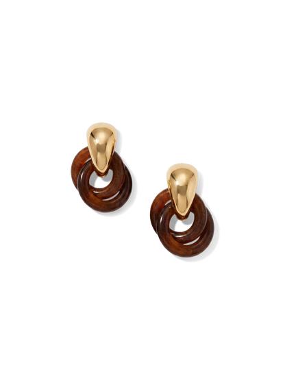 Resin Link Drop Hoop Earring in Brown - Veronica Beard Recommended