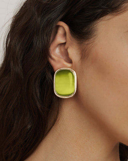 Cat’s Eye Stone Earring in Light Pistachio - Veronica Beard Recommended