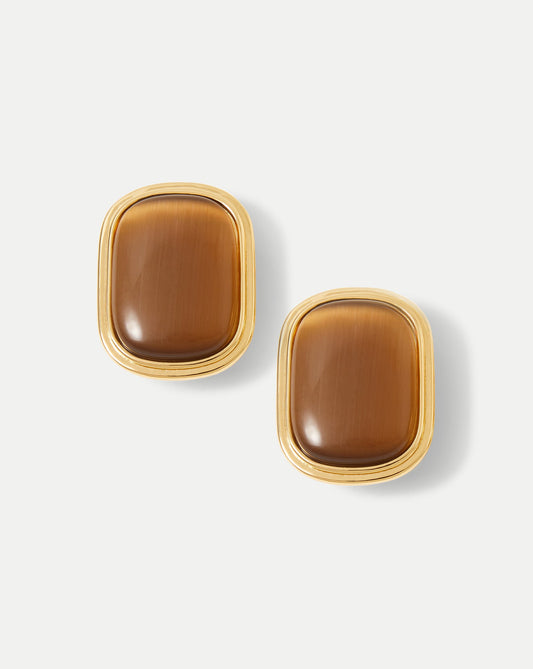 Cat’s Eye Stone Earring in Brown - Veronica Beard Essential