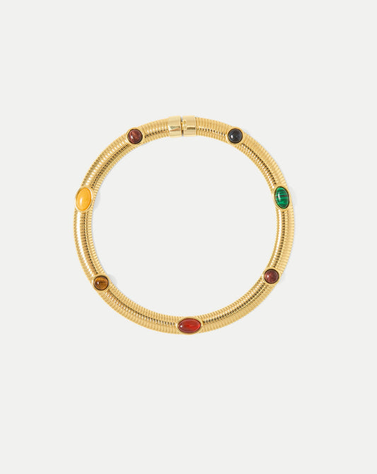 Embellished Tubogas Collar Necklace in Gold Multi - Veronica Beard Customer Favorite
