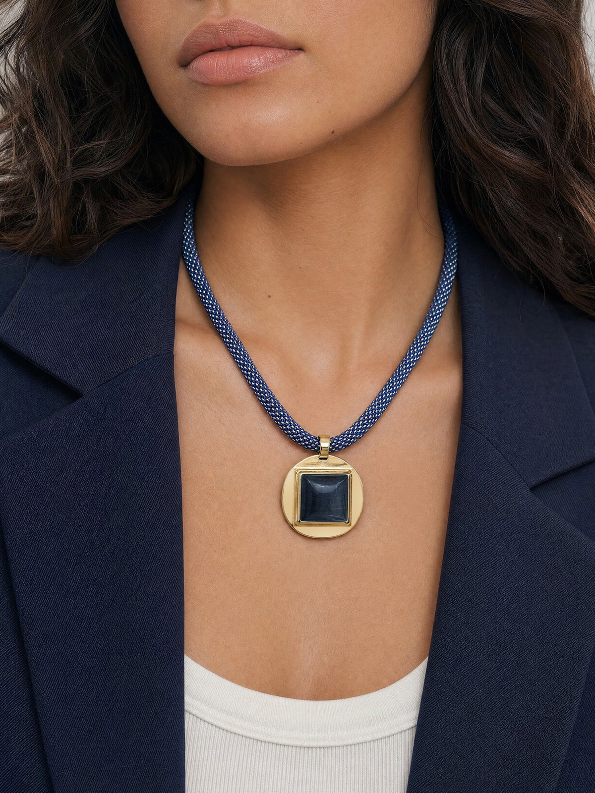Tiger’s Eye Beaded Necklace in Blue - Veronica Beard Deals