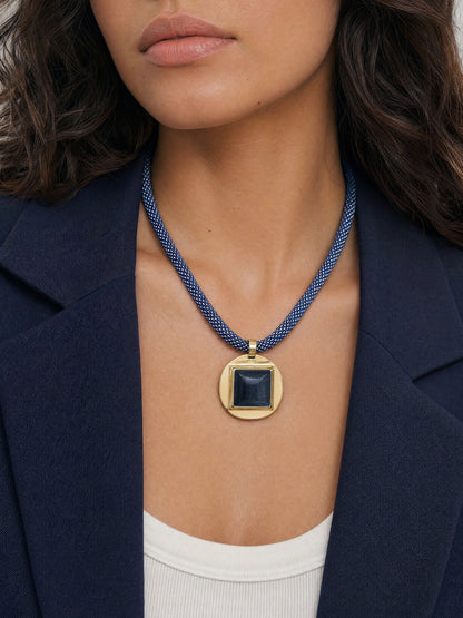 Tiger’s Eye Beaded Necklace in Blue - Veronica Beard Deals