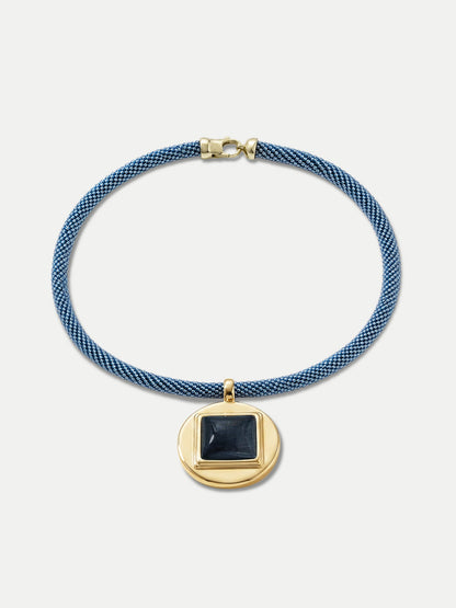 Tiger’s Eye Beaded Necklace in Blue - Veronica Beard Deals