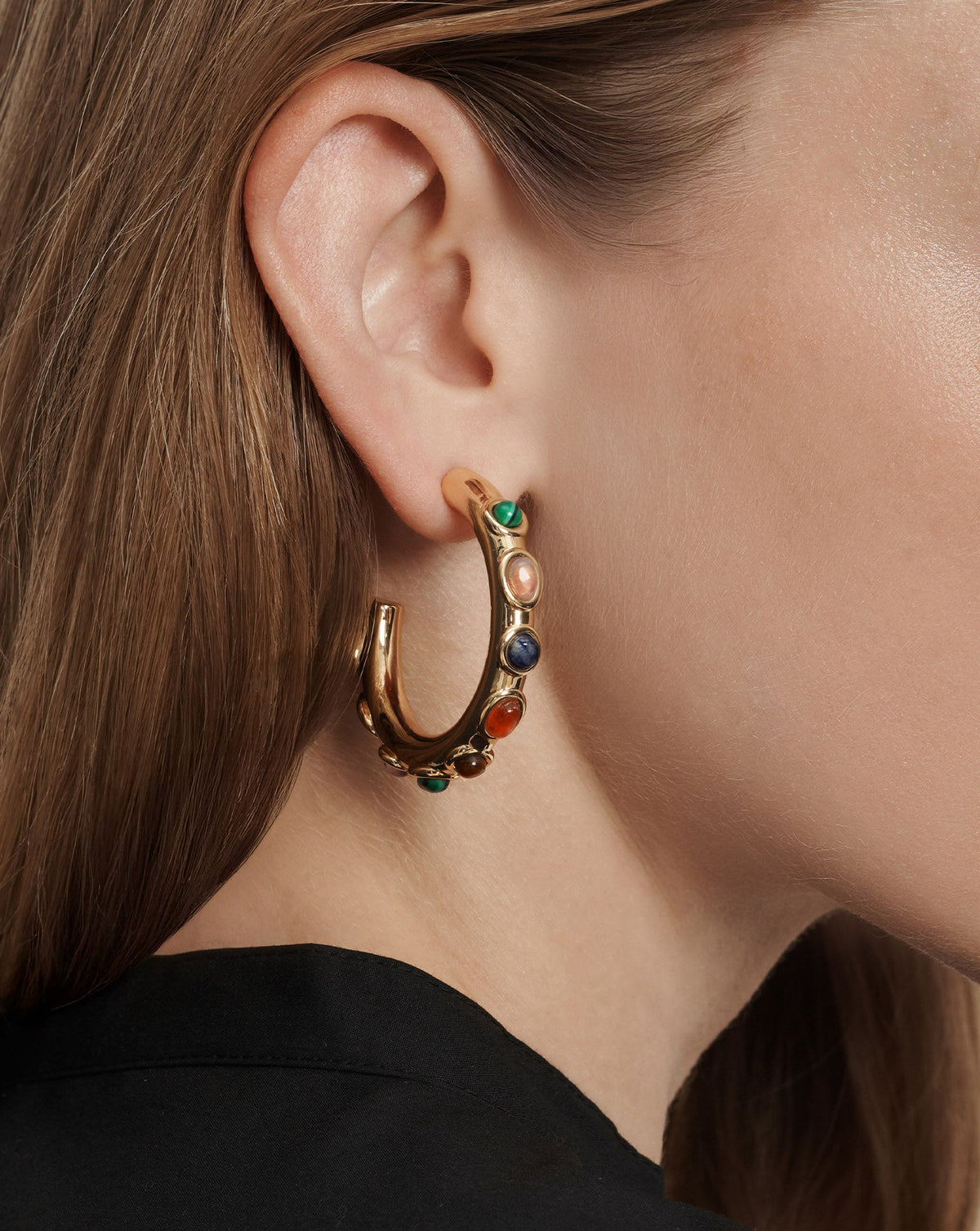 Cabochon Embellished Hoop in Gold Multi - Veronica Beard Top Pick