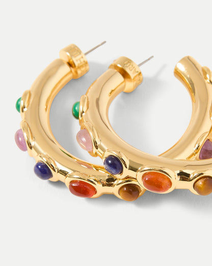 Cabochon Embellished Hoop in Gold Multi - Veronica Beard Top Pick