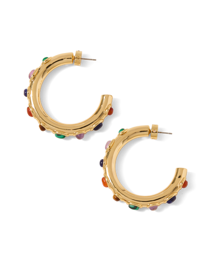 Cabochon Embellished Hoop in Gold Multi - Veronica Beard Top Pick
