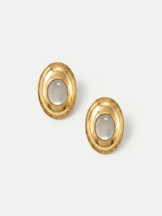 Cat’s Eye Cabochon Earring in Gold - Veronica Beard Trusted