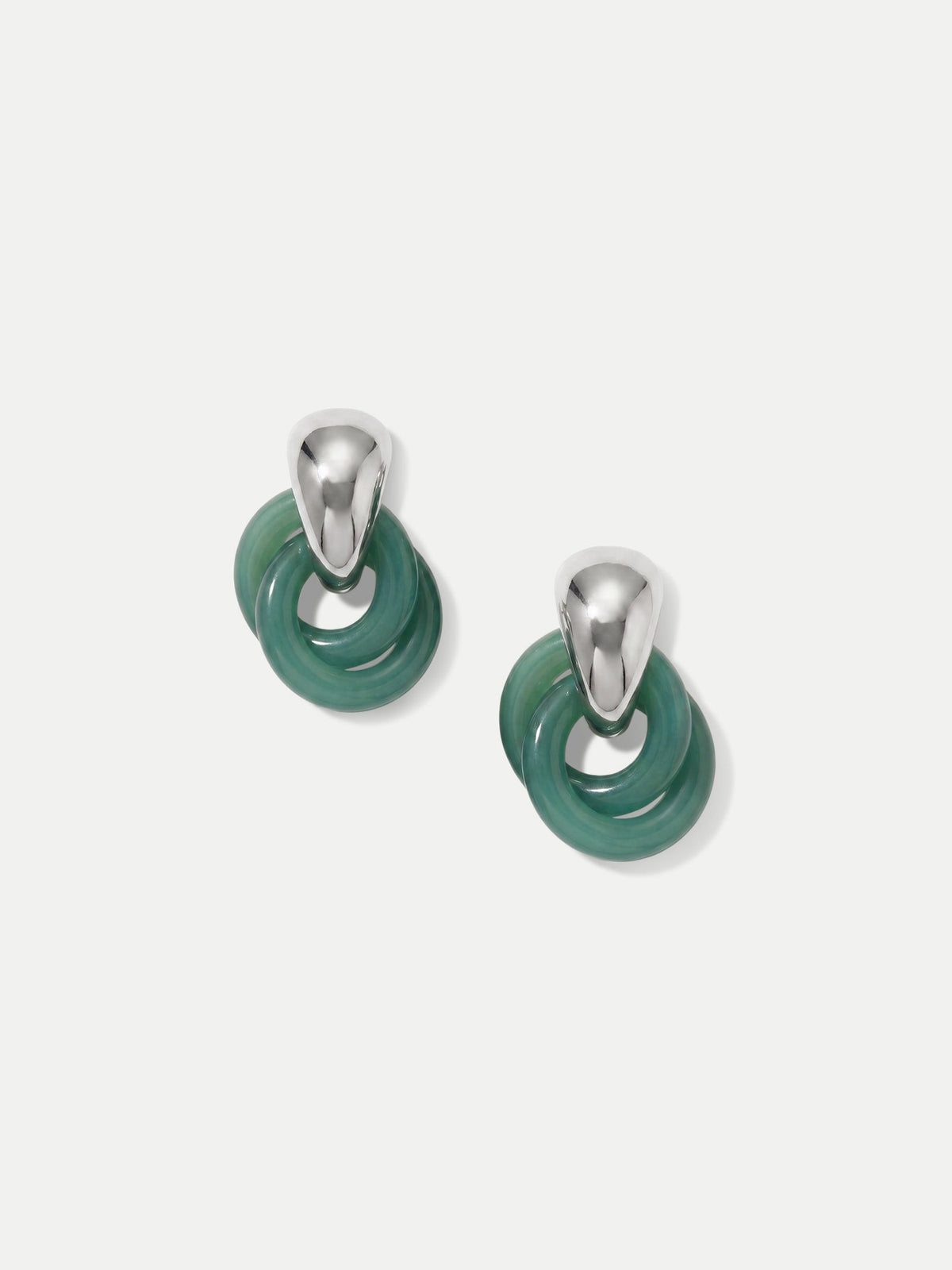 Resin Link Drop Hoop Earring in Green/Silver - Veronica Beard New