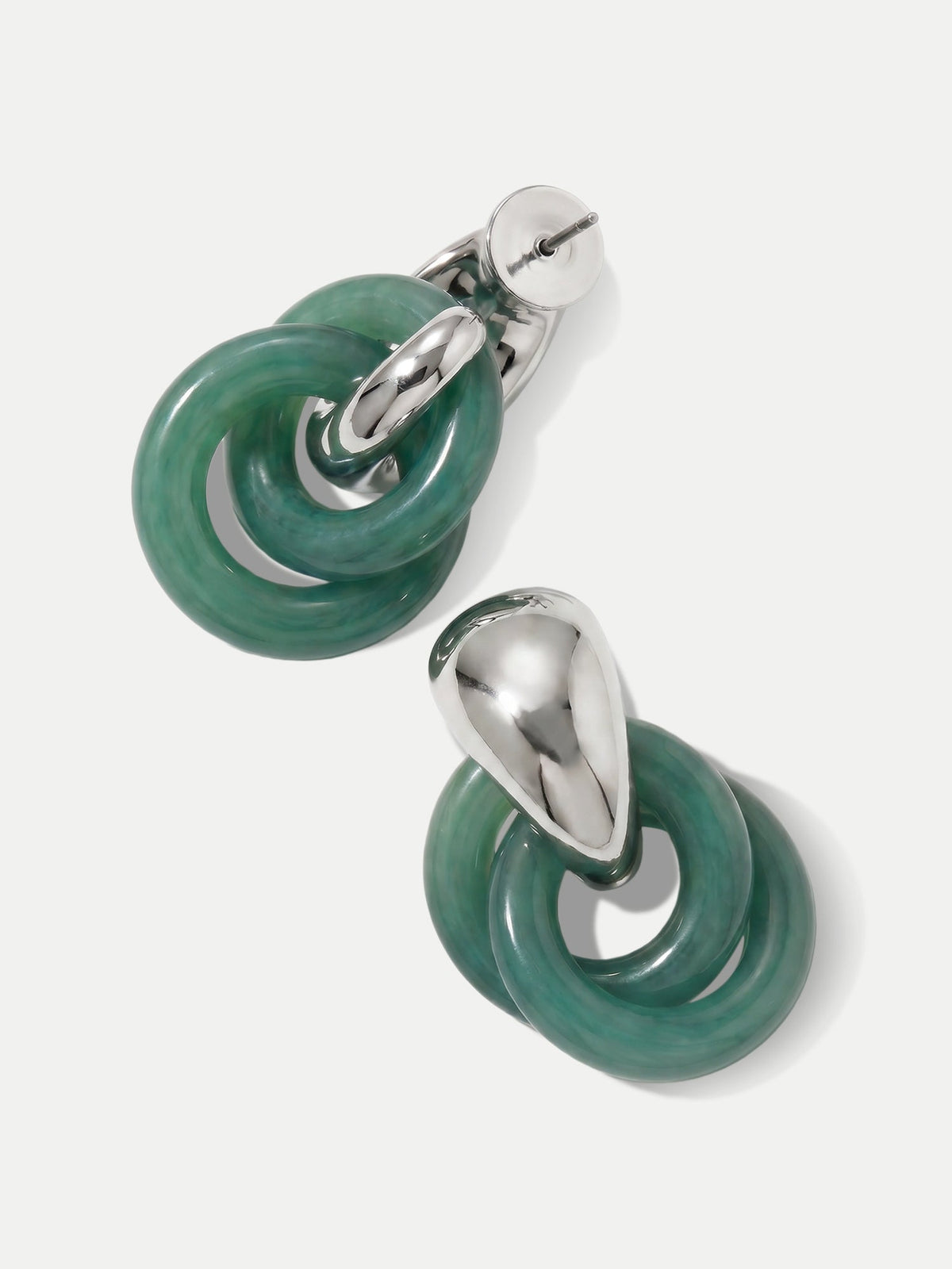Resin Link Drop Hoop Earring in Green/Silver - Veronica Beard New