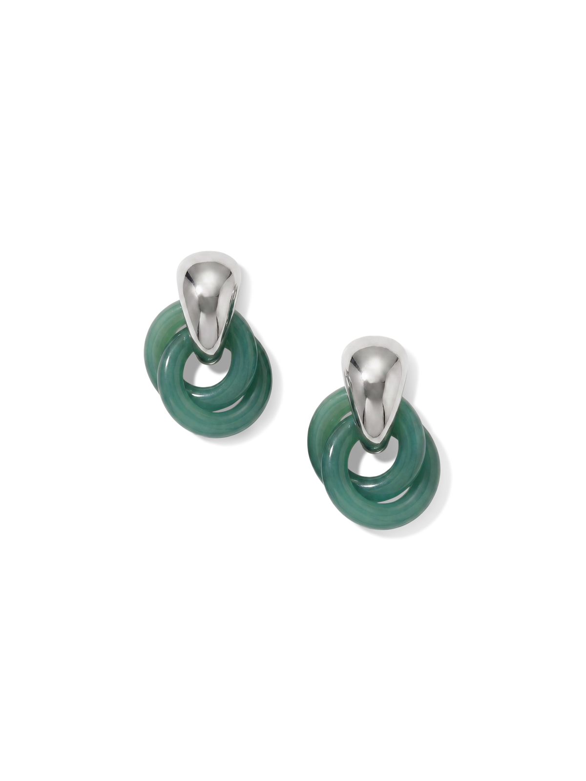 Resin Link Drop Hoop Earring in Green/Silver - Veronica Beard New
