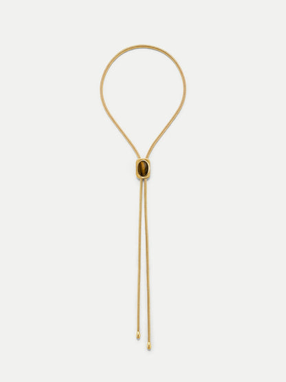 Tiger’s Eye Cabochon Bolo in Gold/Brown - Veronica Beard Premium