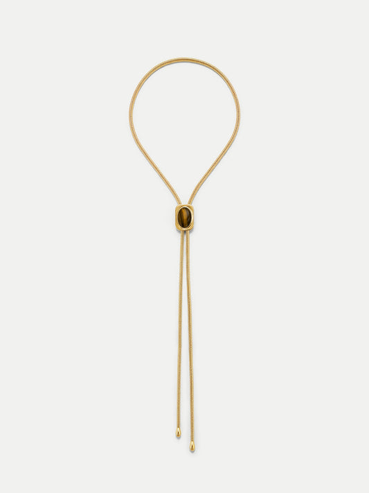 Tiger’s Eye Cabochon Bolo in Gold/Brown - Veronica Beard Premium