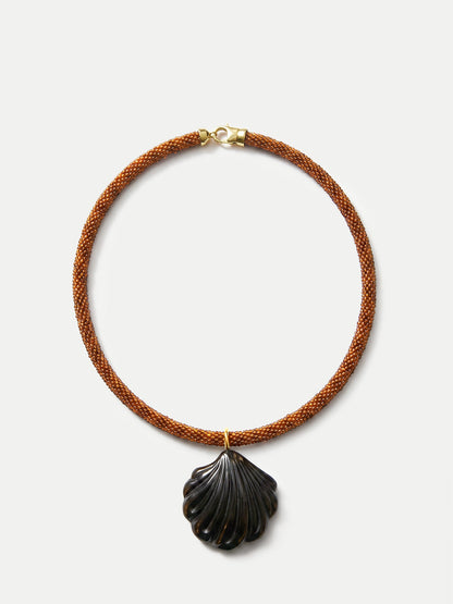 Scallop Shell Beaded Necklace in Brown/Black - Veronica Beard Everyday