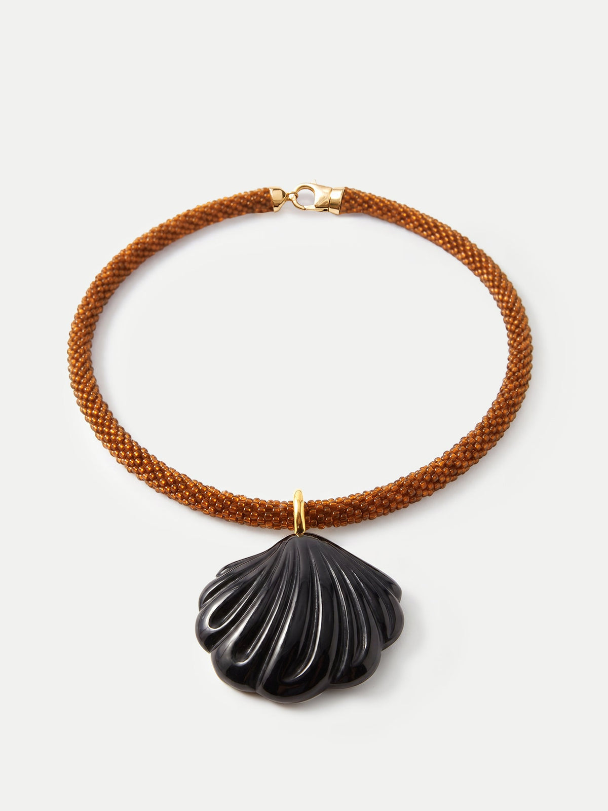 Scallop Shell Beaded Necklace in Brown/Black - Veronica Beard Everyday