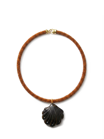 Scallop Shell Beaded Necklace in Brown/Black - Veronica Beard Everyday