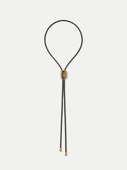 Braided Leather Bolo in Gold/Brown - Veronica Beard Classic