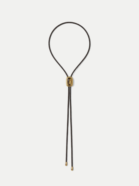 Braided Leather Bolo in Gold/Brown - Veronica Beard Classic
