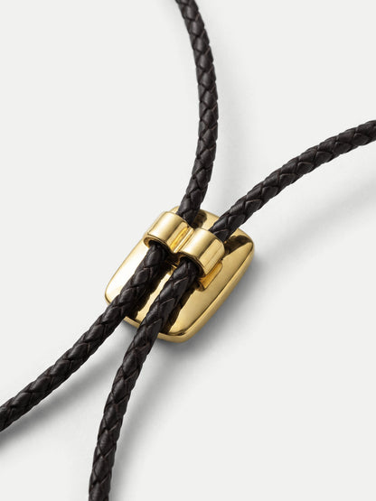 Braided Leather Bolo in Gold/Brown - Veronica Beard Classic
